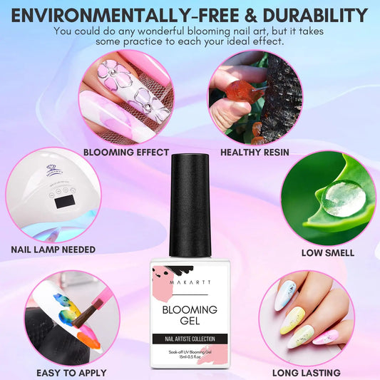 Nail Blooming Gel 15ml – Clear UV/LED Blossom Gel for Artistic Nail Designs