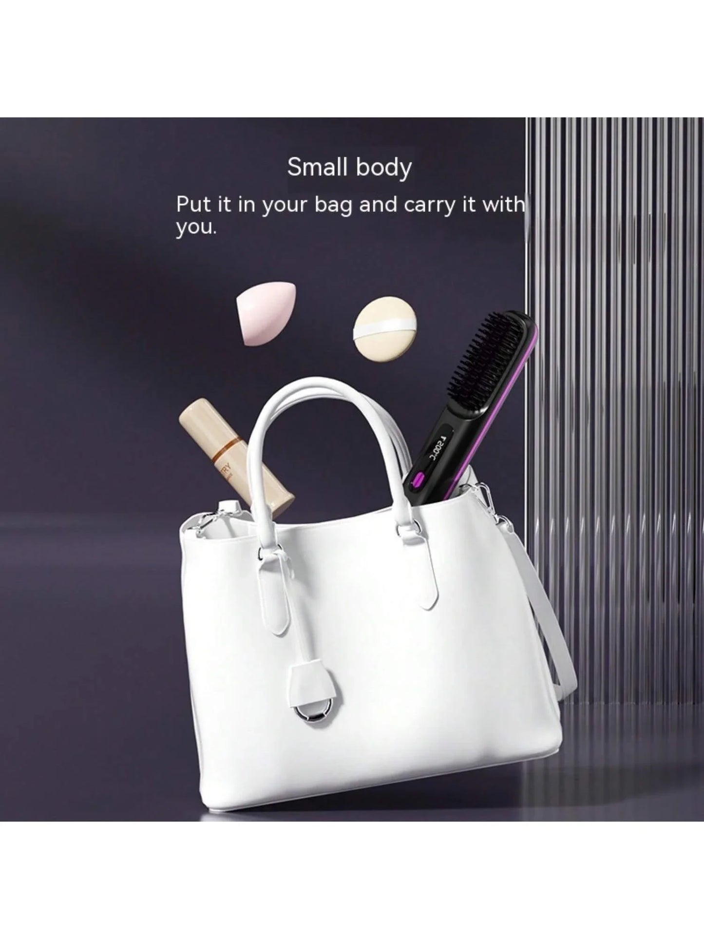 LCD USB Rechargeable Ceramic Ionic Straightening Comb – Wireless Portable Hair Styler