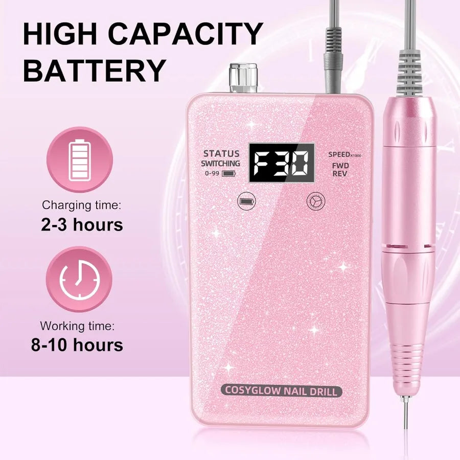 Professional Electric Nail Drill File – Cordless & Rechargeable E-File Kit