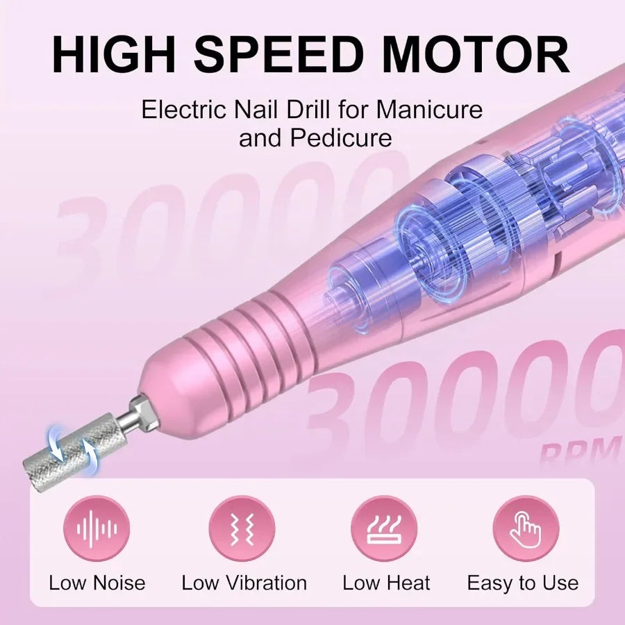 Professional Electric Nail Drill File – Cordless & Rechargeable E-File Kit