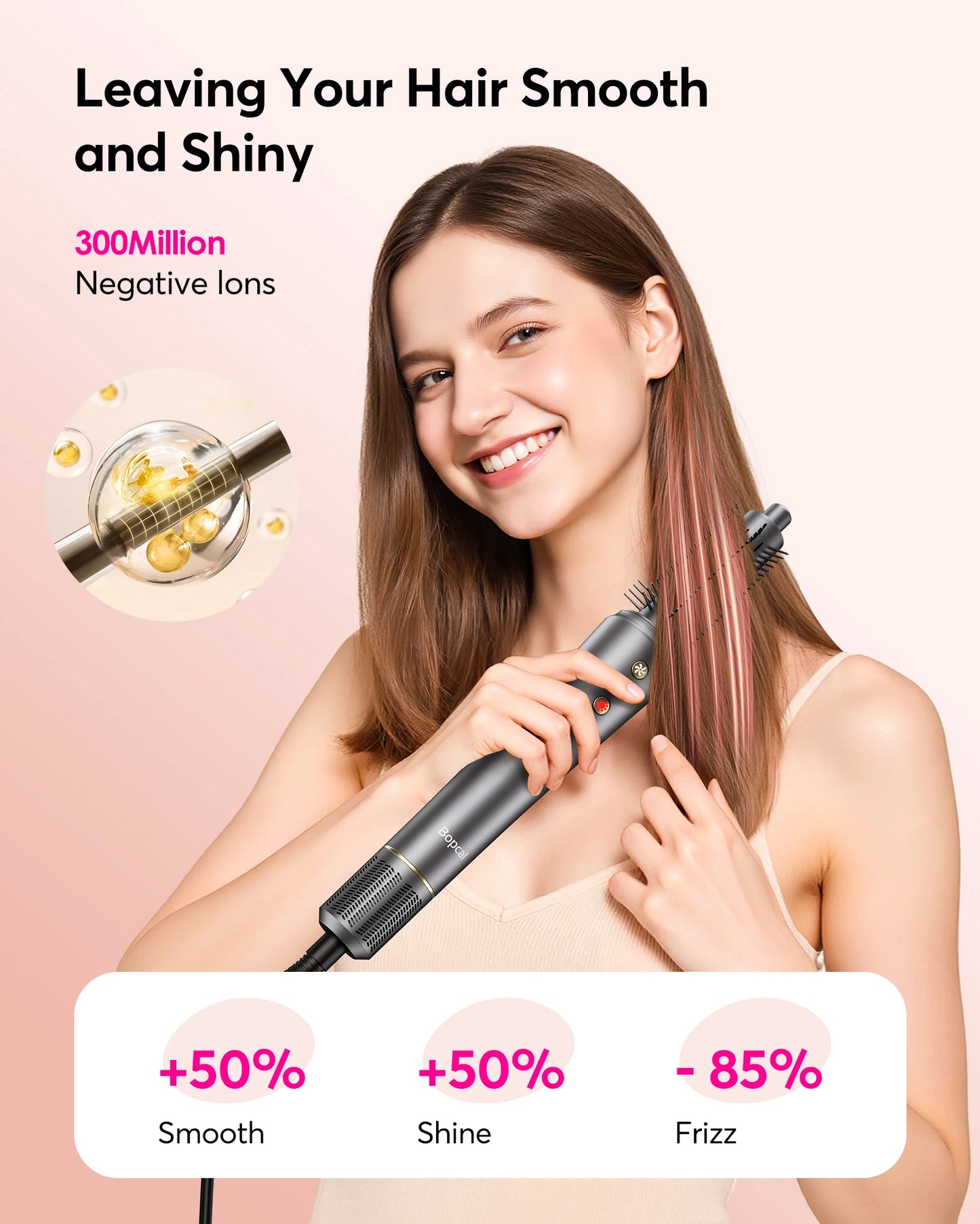 Professional Hair Dryer Brush – 1200W Air Wrap Styler with 300 Million Ions