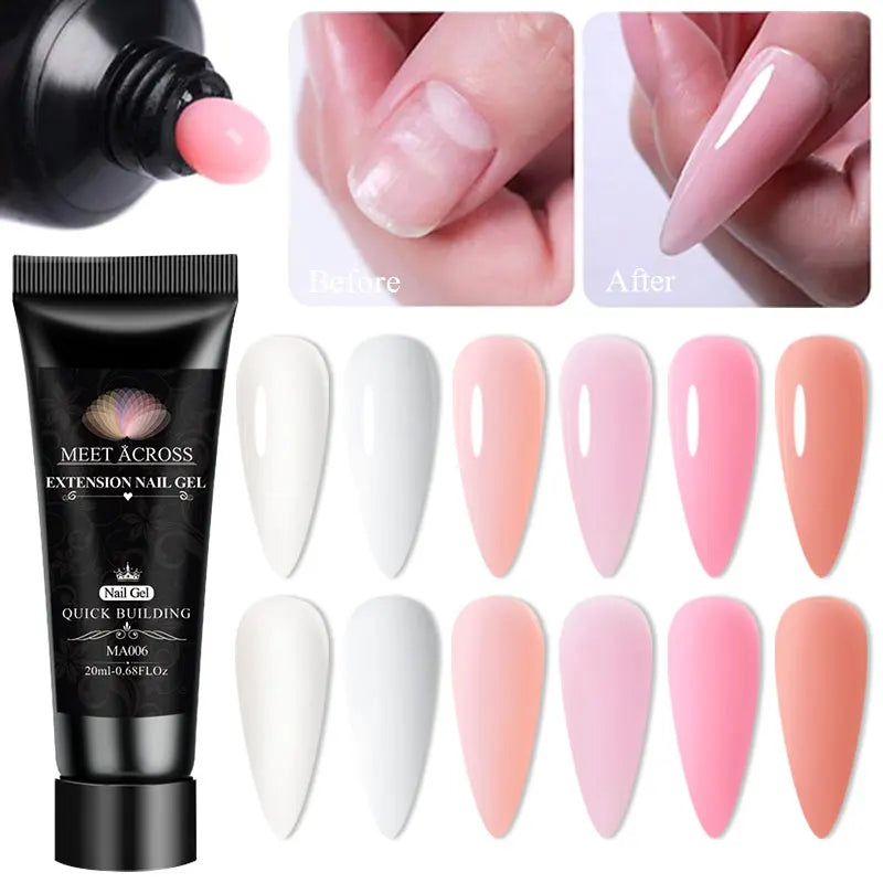 MEET ACROSS 5PCS Nail Extension Gel Set – DIY Nail Art Essentials
