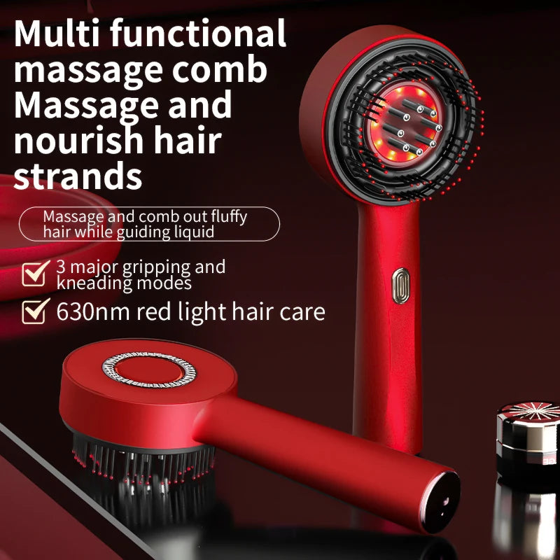 Electric Vibration Massage Comb – Red Light Therapy Hair Growth & Scalp Care
