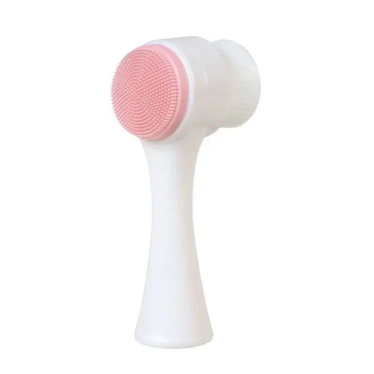 3D Double Silicone Facial Cleansing Brush – Soft Bristle Exfoliator & Massage Tool