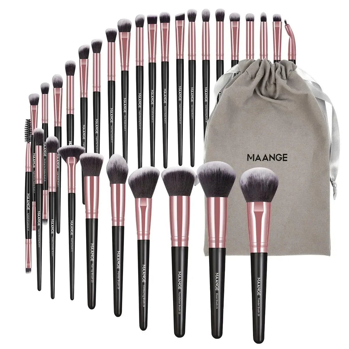 30PCS Professional Makeup Brush Set – Complete Kit with Travel Bag