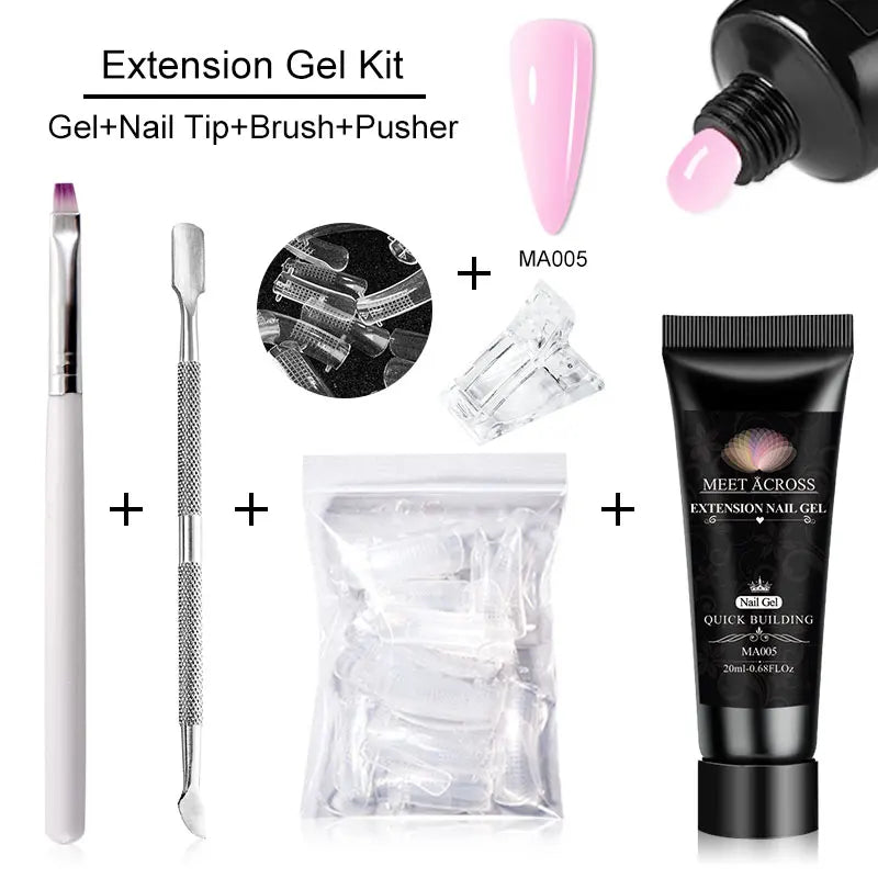 MEET ACROSS 5PCS Nail Extension Gel Set – DIY Nail Art Essentials