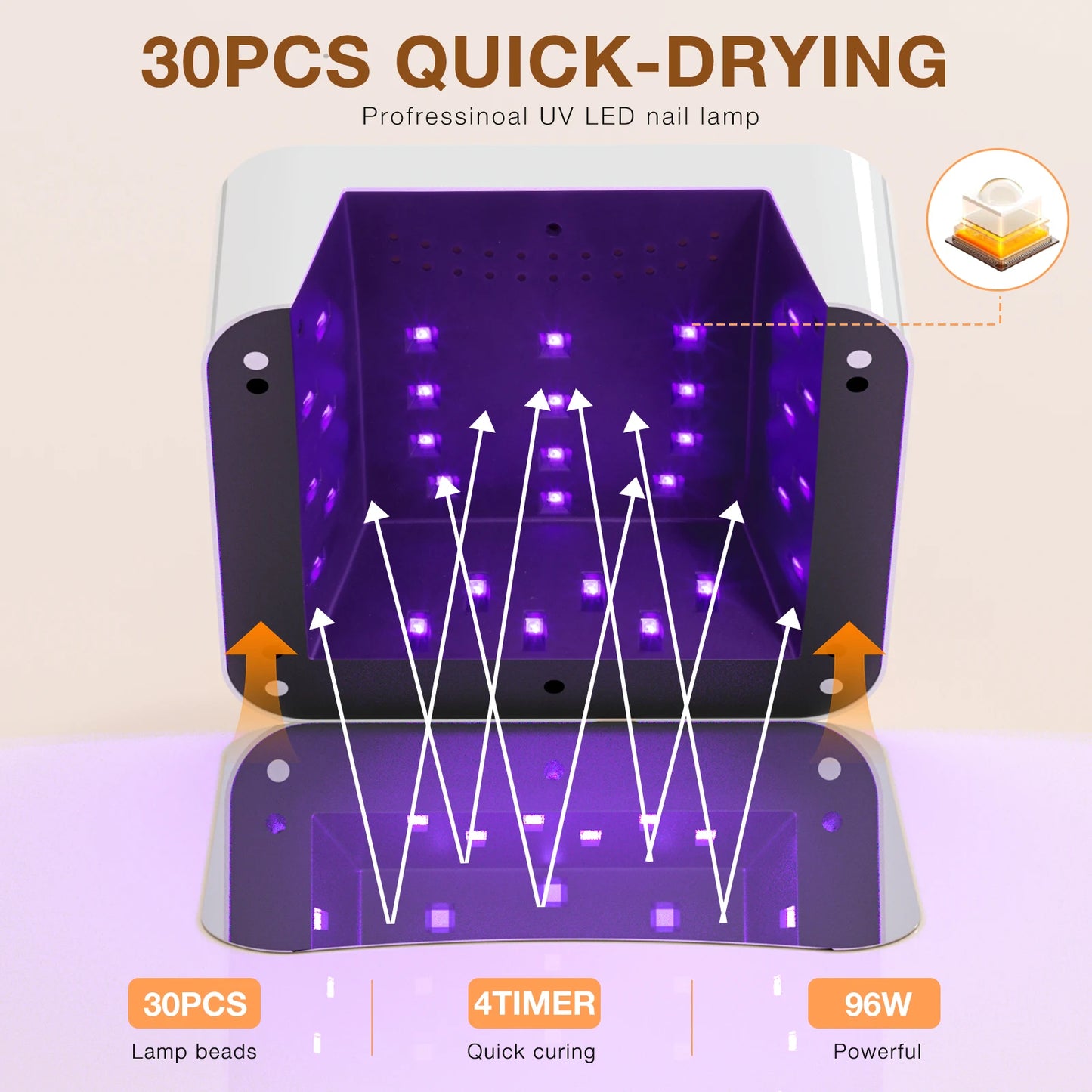 268W Cordless UV Nail Lamp – Rechargeable Gel Nail Light with Rhinestone Design